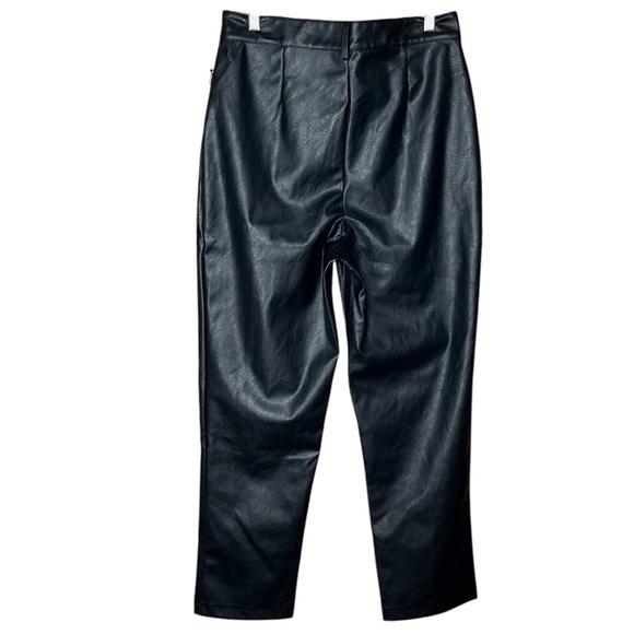 NEW Wildfox Vegan Leather Pants Sze M High Rise w/ Split Hem Straight Leg Chic - Picture 5 of 16